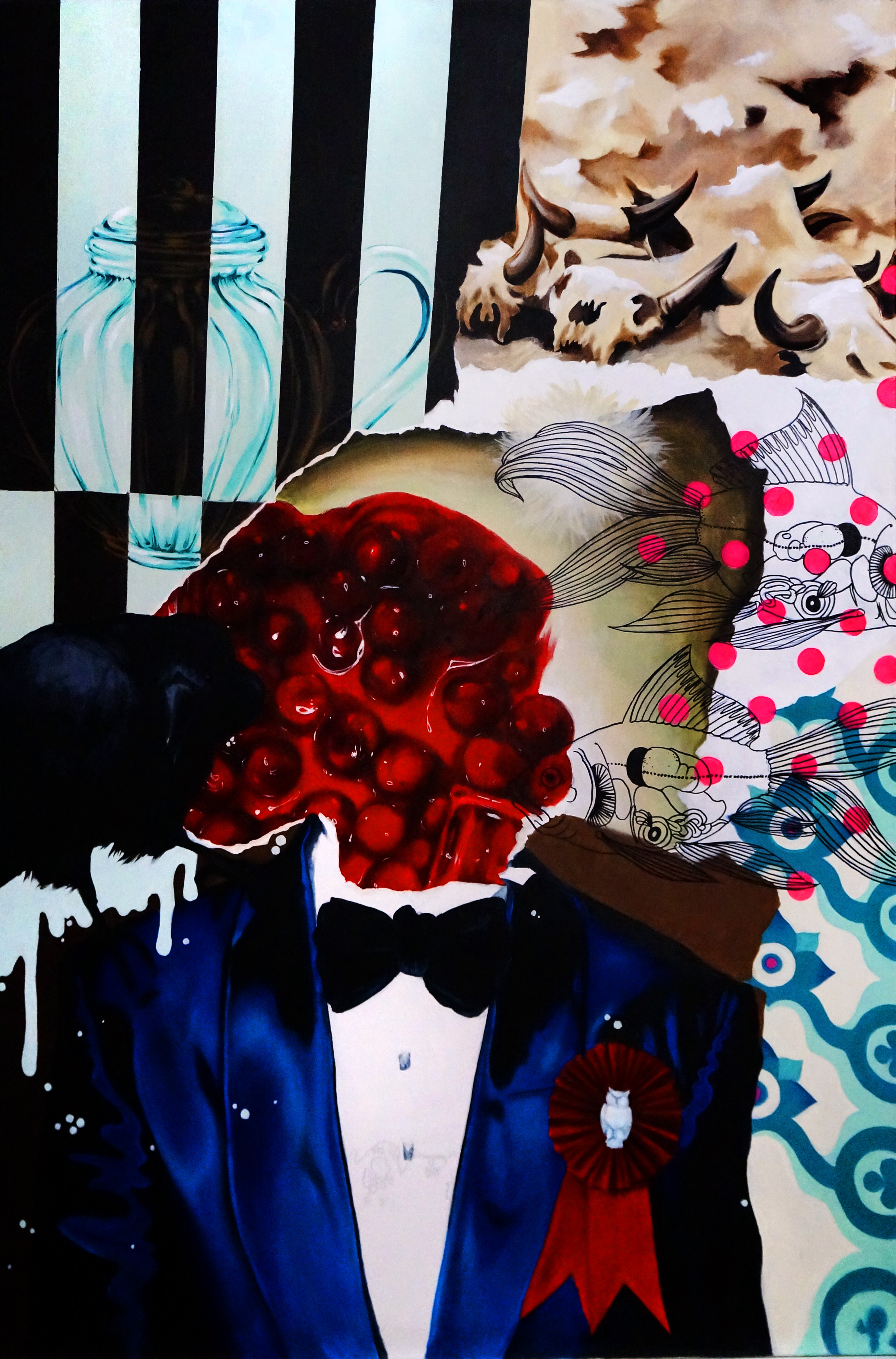 Étêté au costume bleu